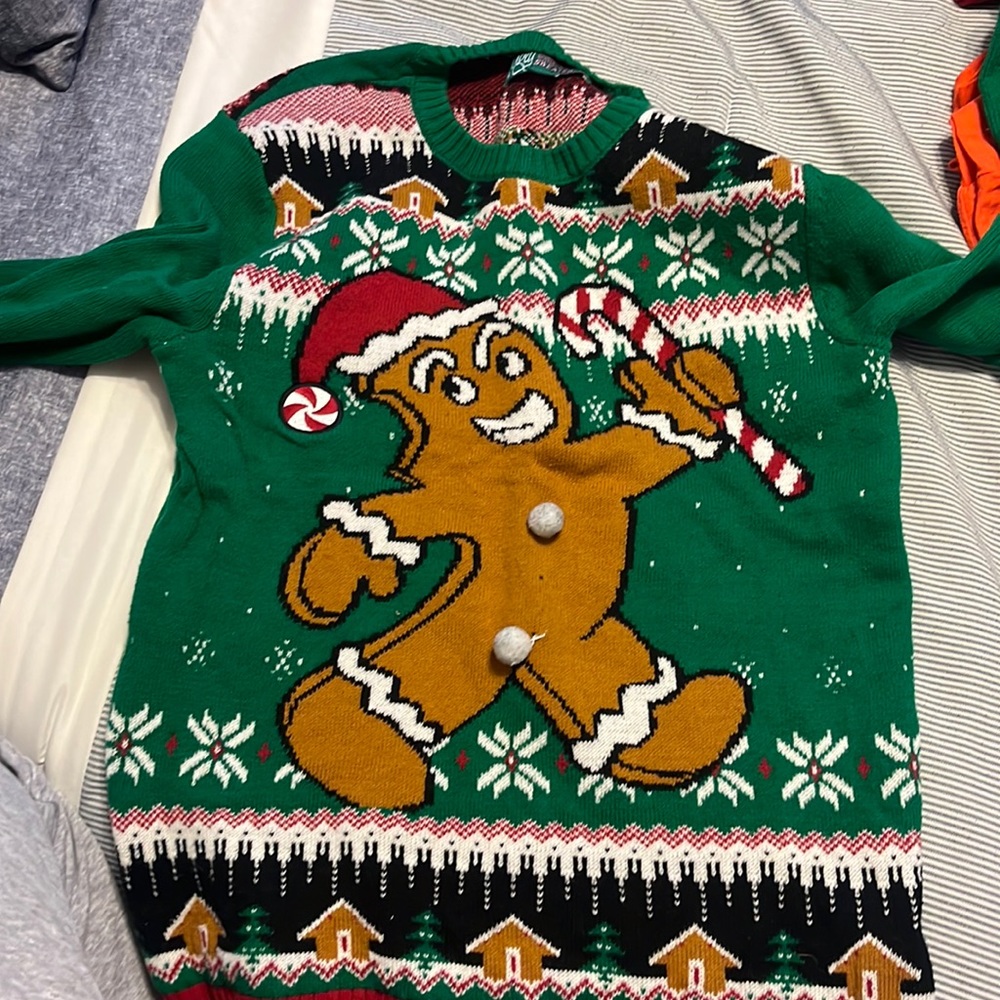 Ugly Xmas Sweater Men’s Crewneck Gingerbread Man